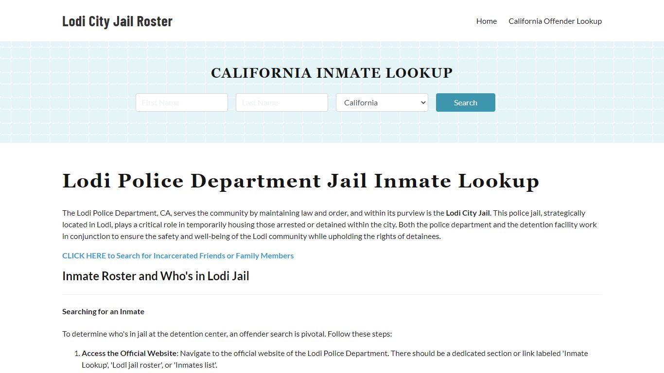 Lodi Police Department & City Jail, CA Inmate Roster, Arrests, Mugshots