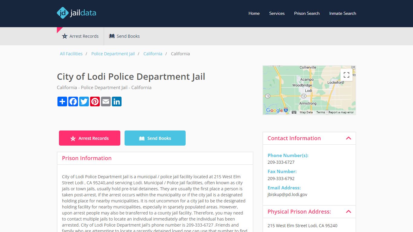 City of Lodi Police Department Jail Inmate Search and Prisoner Info ...